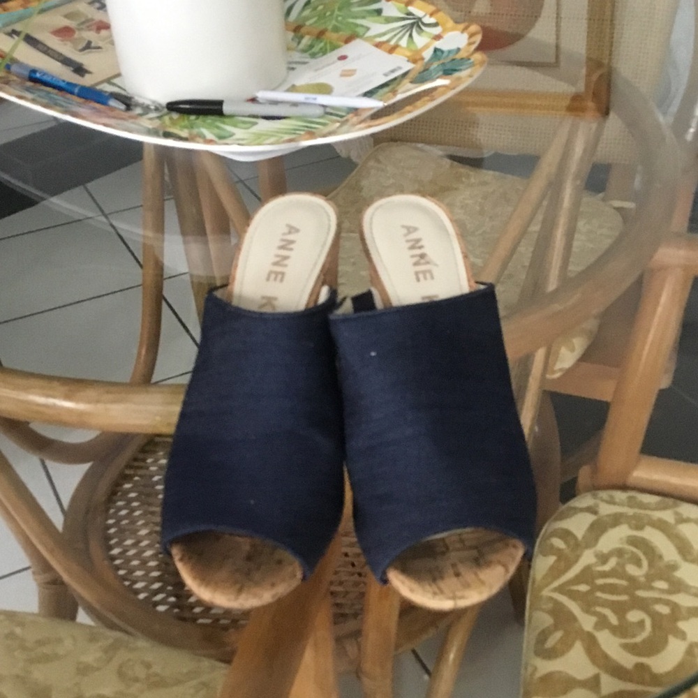 Anne Klein Navy Blue Mules